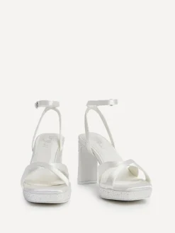 Linzi Cream Bridal Romantica Platform Heeled Sandals with Embellishments Discount