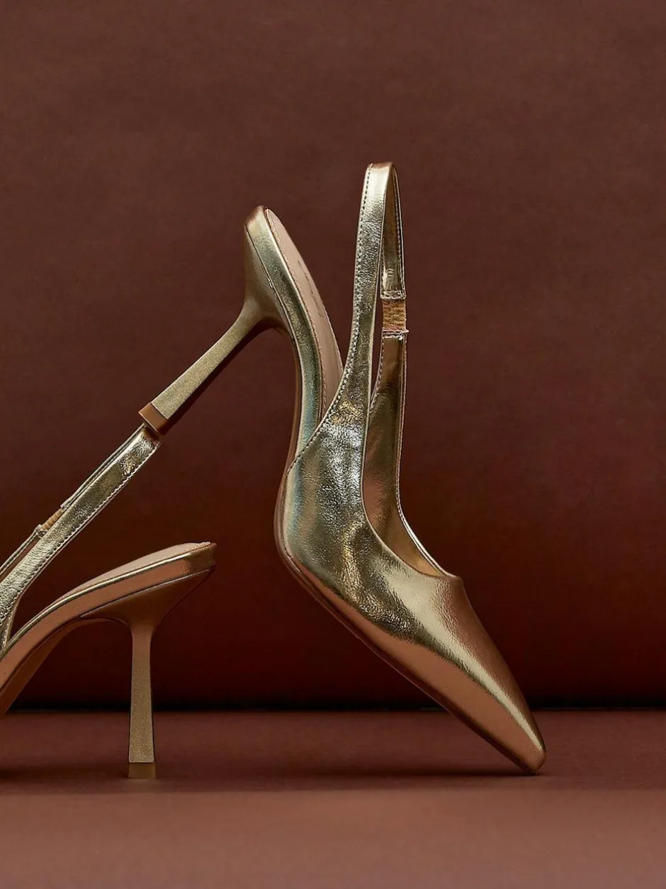 Linzi Dash Slingback Court Heels Gold Sale