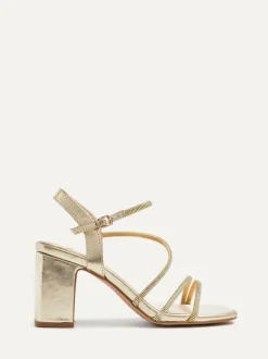 Linzi Kira Strappy Diamante Block Heeled Sandals Gold Hot