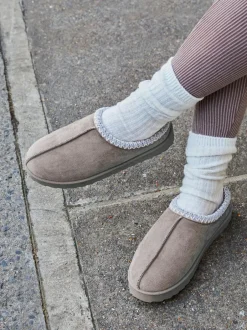 Linzi Tana Faux Suede Slip-On Slippers Grey Sale