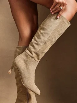 Linzi Rush Pointed Toe High Leg Stiletto Boots Nude Online