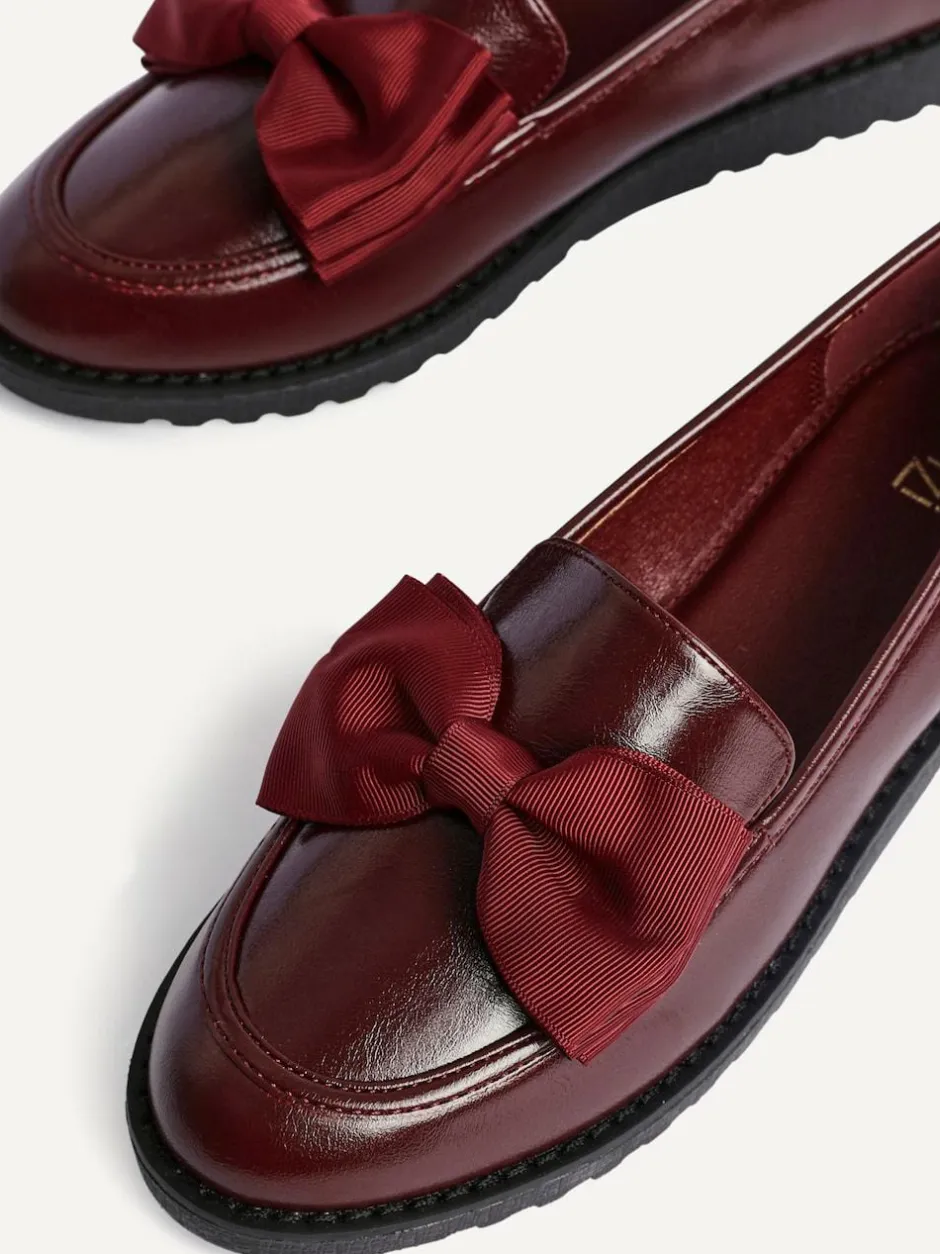 Linzi Cathy Platform Loafers with Large Bow Red Hot