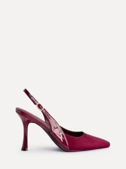 Linzi Wink Suede And Patent Mix Court Heels Red Discount
