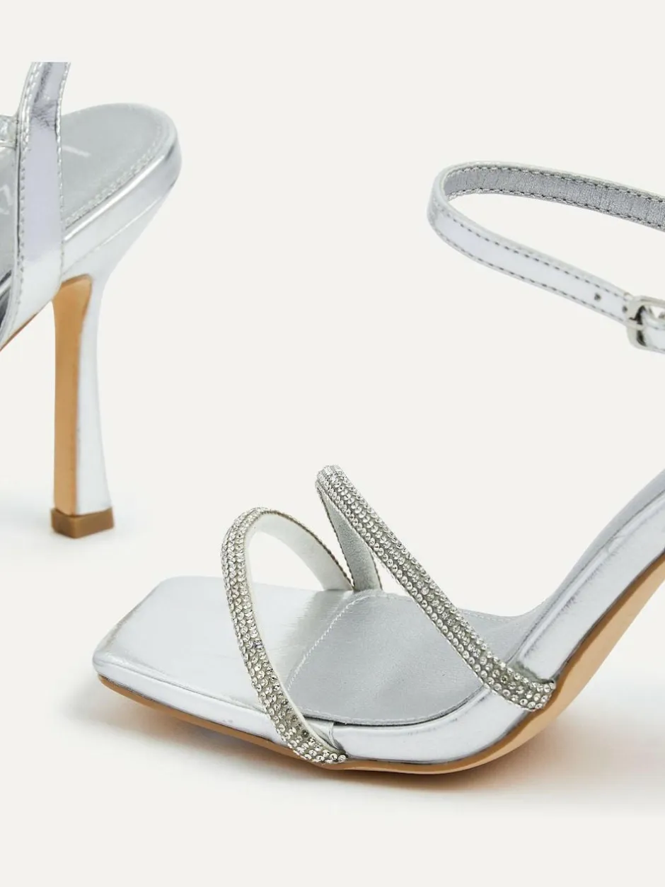 Linzi Mesmerize Diamanté Embellished Strappy Heel Silver Online