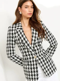 Lipsy Black and White Houndstooth Single Breasted Blazer Clearance