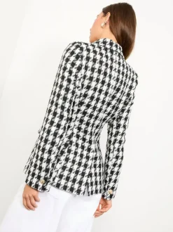 Lipsy Black and White Houndstooth Single Breasted Blazer Clearance