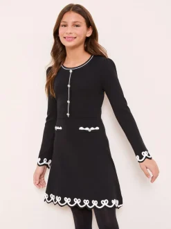 Lipsy Black Bow Tipped Knit Dress (5-16yrs) Discount