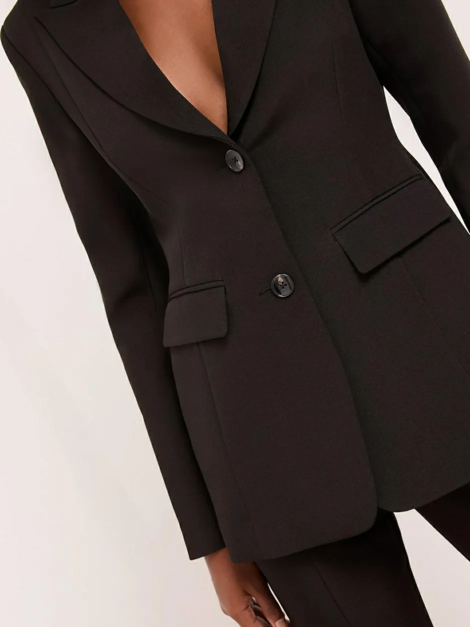 Lipsy Black Cinched Waist Fitted Blazer Clearance