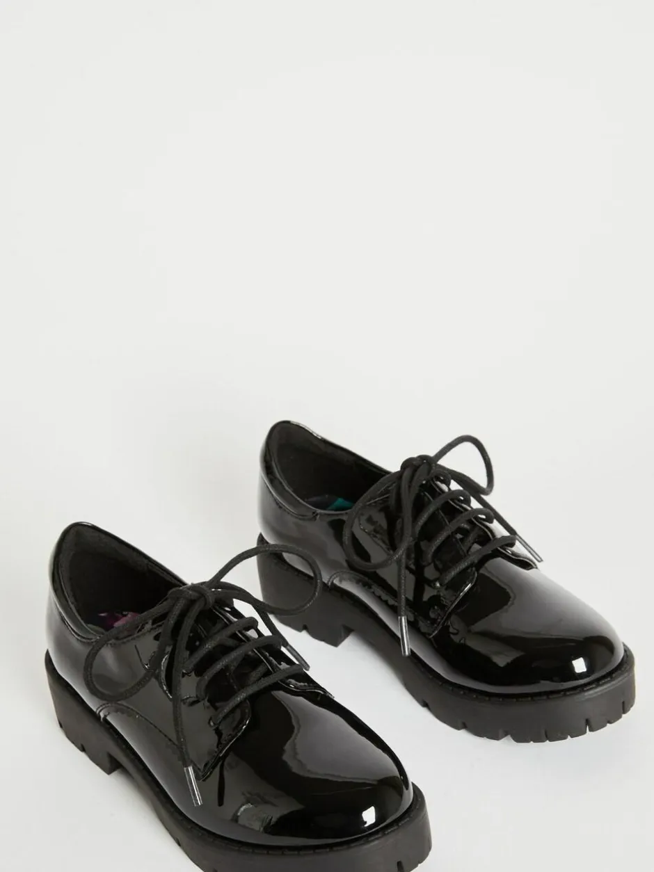 Lipsy Black Clean Lace Up Chunky Brogue School Shoes Best