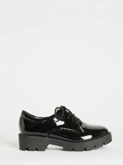 Lipsy Black Clean Lace Up Chunky Brogue School Shoes Best