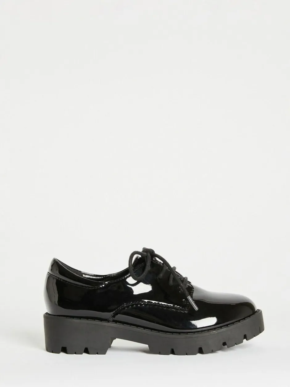 Lipsy Black Clean Lace Up Chunky Brogue School Shoes Best