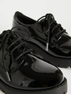 Lipsy Black Clean Lace Up Chunky Brogue School Shoes Best