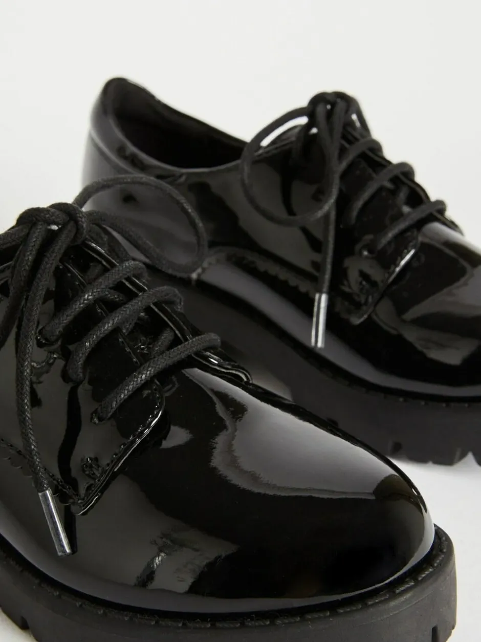 Lipsy Black Clean Lace Up Chunky Brogue School Shoes Best
