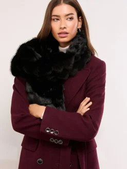Lipsy Faux Fur Scarf Black Sale