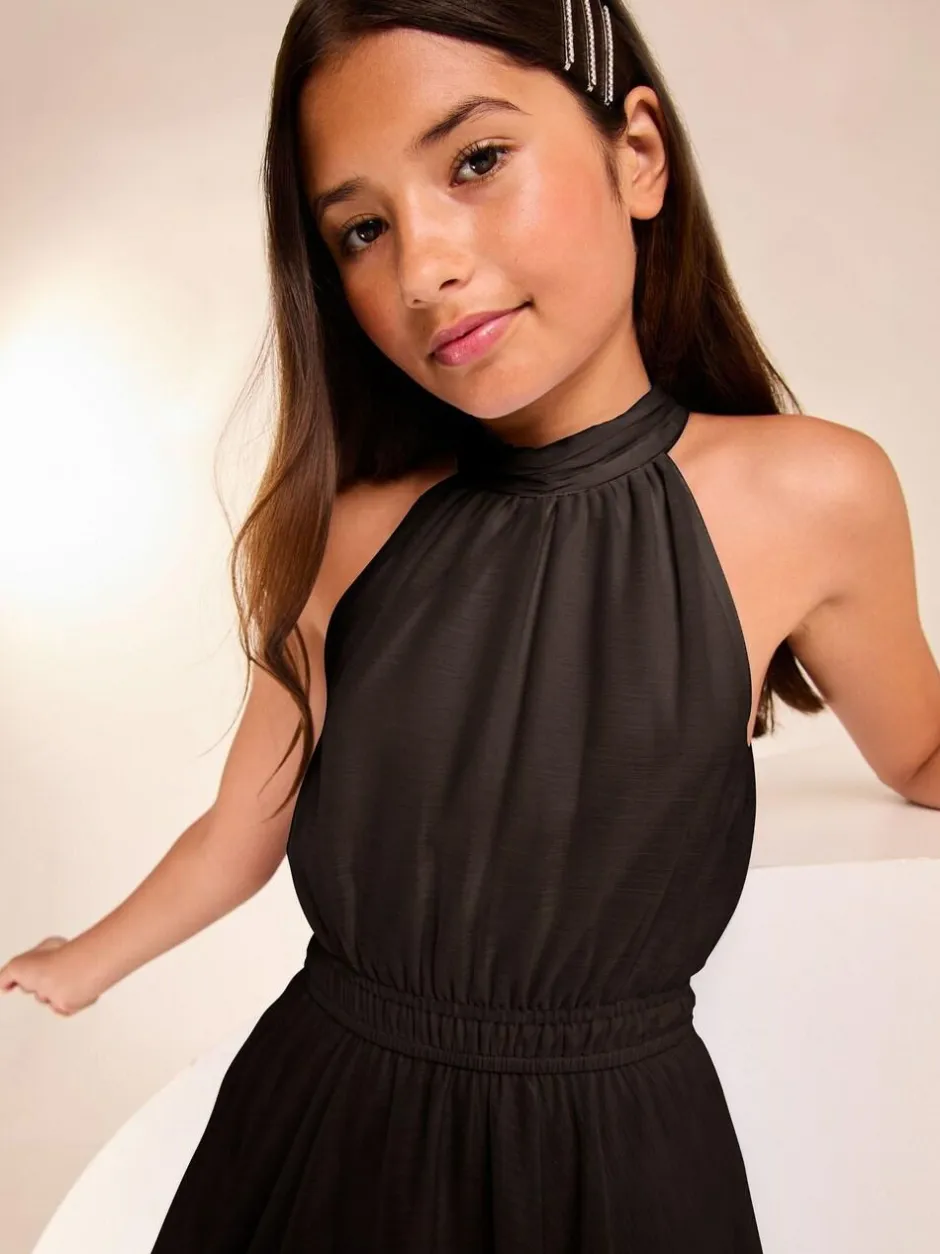 Lipsy Hanky Hem Halter Occasion Dress (7-16yrs) Black Outlet