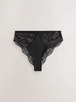 Lipsy Black High Rise Geo Lace Thong