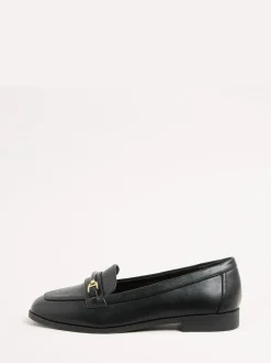 Lipsy Black Standard Fit Snaffle Bar Faux Leather Loafers Sale