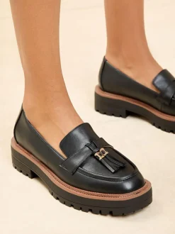 Lipsy Standard Fit Chunky Snaffle Trim Detail Faux Leather Loafers Black Outlet