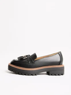 Lipsy Standard Fit Chunky Snaffle Trim Detail Faux Leather Loafers Black Outlet