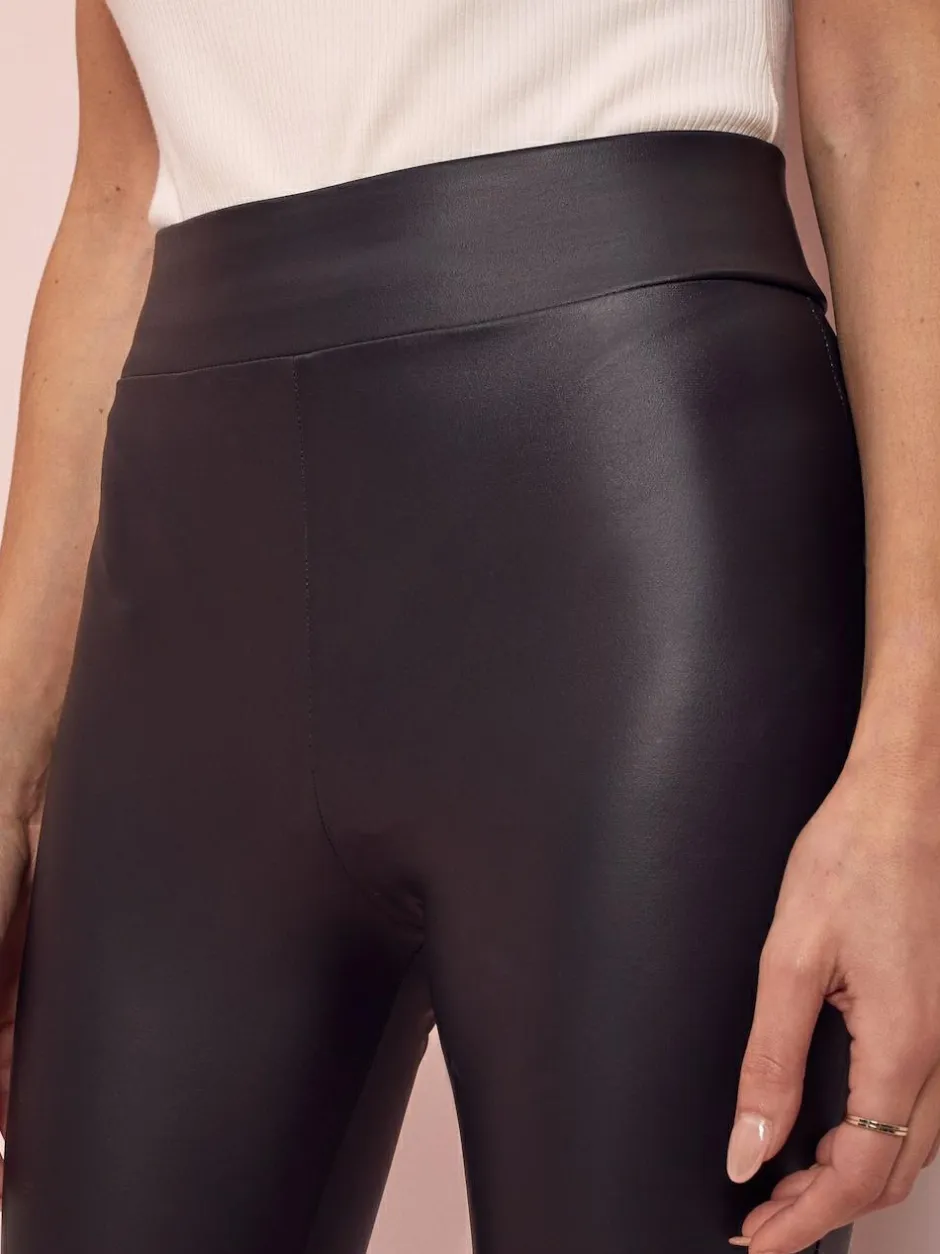Lipsy Black Tall High Waist Leather Look Leggings Hot