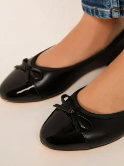 Lipsy Wide Fit Patent Toecap Ballerinas Black Clearance