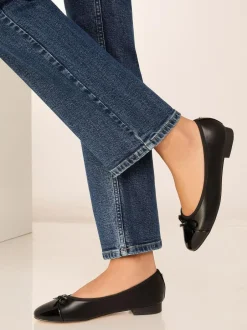 Lipsy Wide Fit Patent Toecap Ballerinas Black Clearance