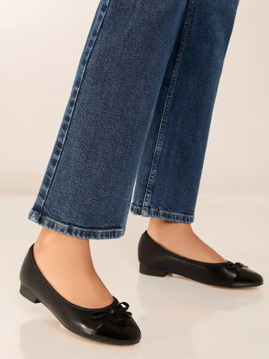 Lipsy Wide Fit Patent Toecap Ballerinas Black Clearance