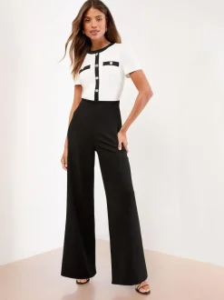 Lipsy Military Buttoned Jumpsuit Black/White