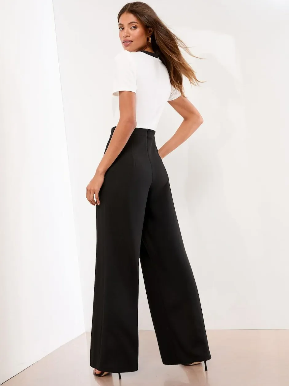 Lipsy Military Buttoned Jumpsuit Black/White