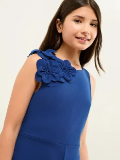 Lipsy Blue 3D Scuba Corsage Jumpsuit (5-16yrs) New