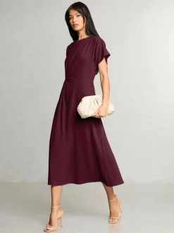 Lipsy Knot Side Midi Dress Burgundy Red Best