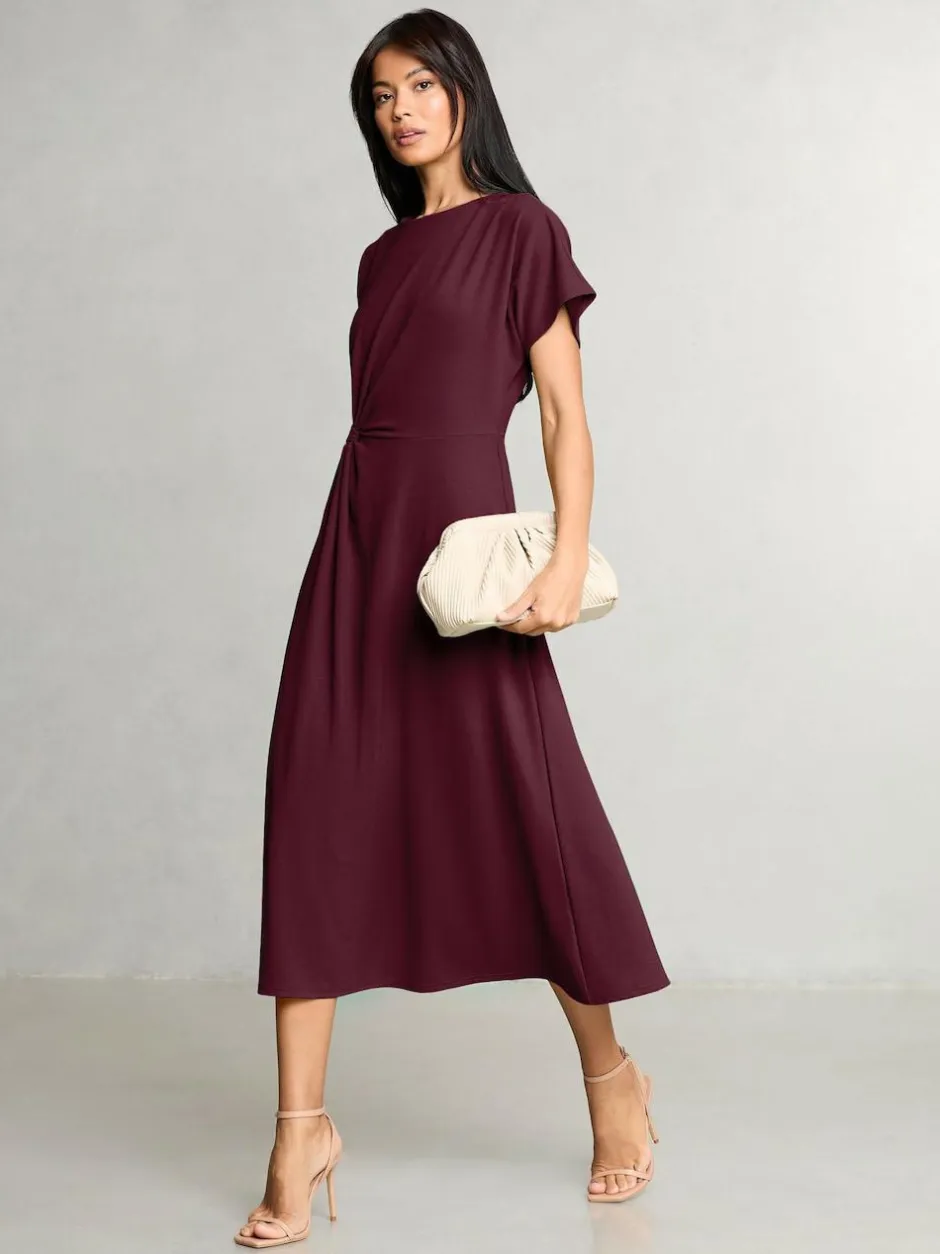 Lipsy Knot Side Midi Dress Burgundy Red Best