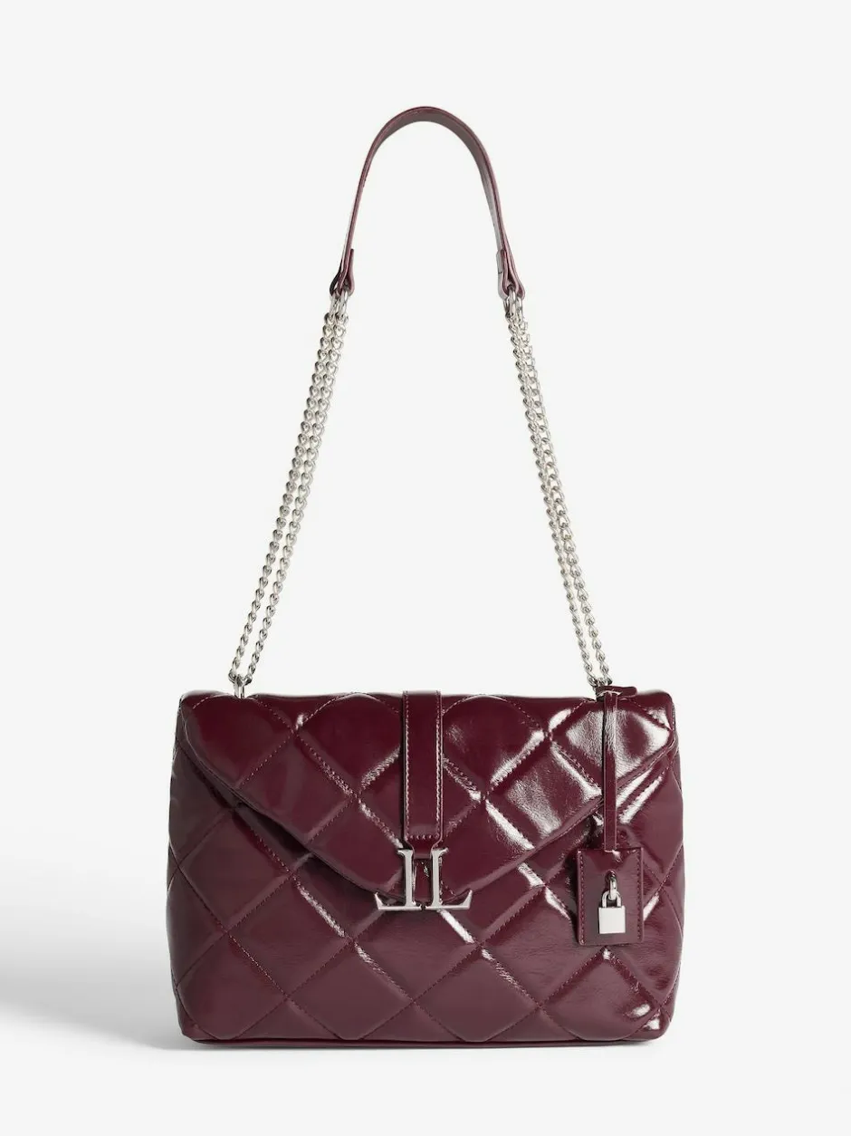 Lipsy Quilted Chain Shoulder Bag Burgundy Red Clearance
