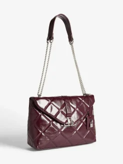 Lipsy Quilted Chain Shoulder Bag Burgundy Red Clearance