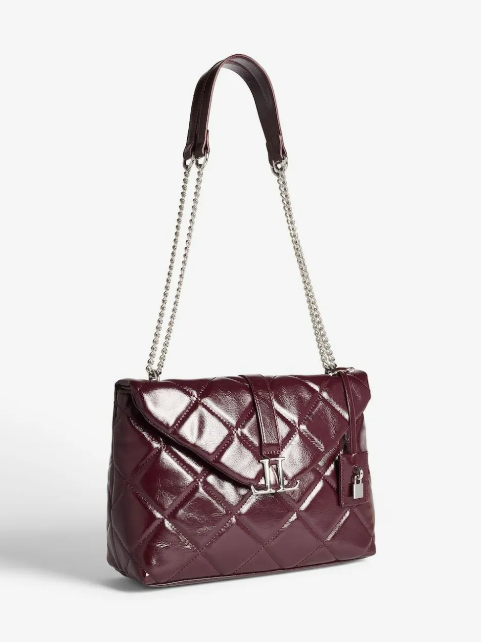 Lipsy Quilted Chain Shoulder Bag Burgundy Red Clearance