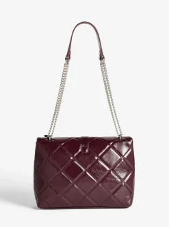 Lipsy Quilted Chain Shoulder Bag Burgundy Red Clearance