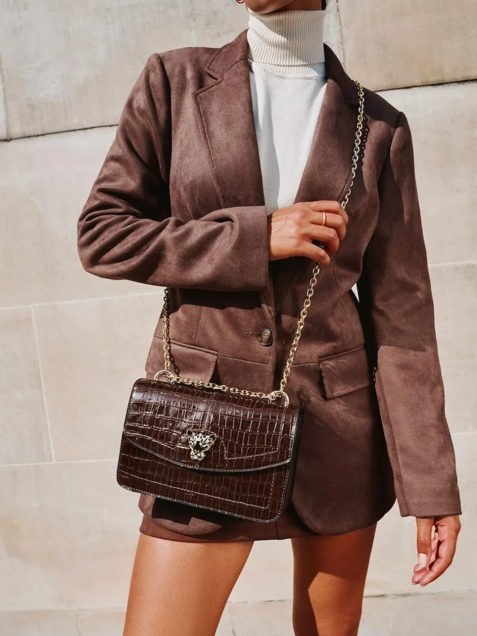 Lipsy Medium Chain Shoulder Bag Chocolate Brown Hot