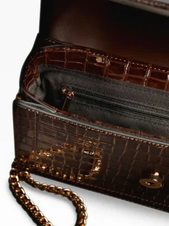 Lipsy Medium Chain Shoulder Bag Chocolate Brown Hot