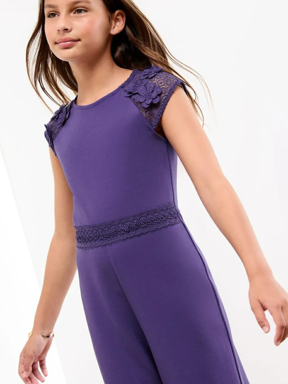 Lipsy Cobalt Blue Scuba 3D Lace Occasion Jumpsuit (5-16yrs) New