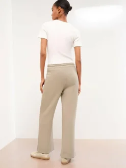 Lipsy Wide Leg Sweat Joggers Cream New