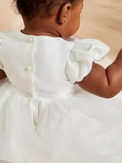 Lipsy Ivory Baby Puff Sleeve Occasion Dress (0mths-5yrs) Sale
