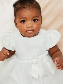 Lipsy Ivory Baby Puff Sleeve Occasion Dress (0mths-5yrs) Sale