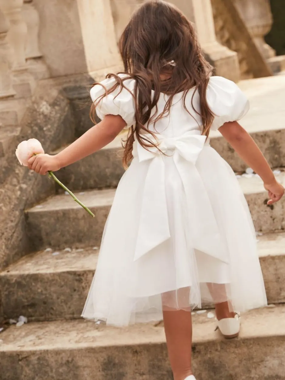 Lipsy Ivory Flower Girl Puff Sleeve Occasion Dress (2-13yrs) Outlet