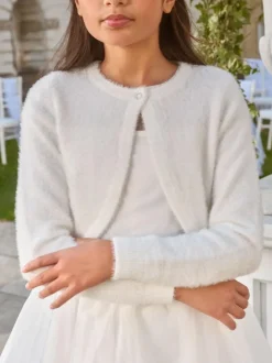 Lipsy Fluffy Occasion Bolero (5-16yrs) Ivory Sale