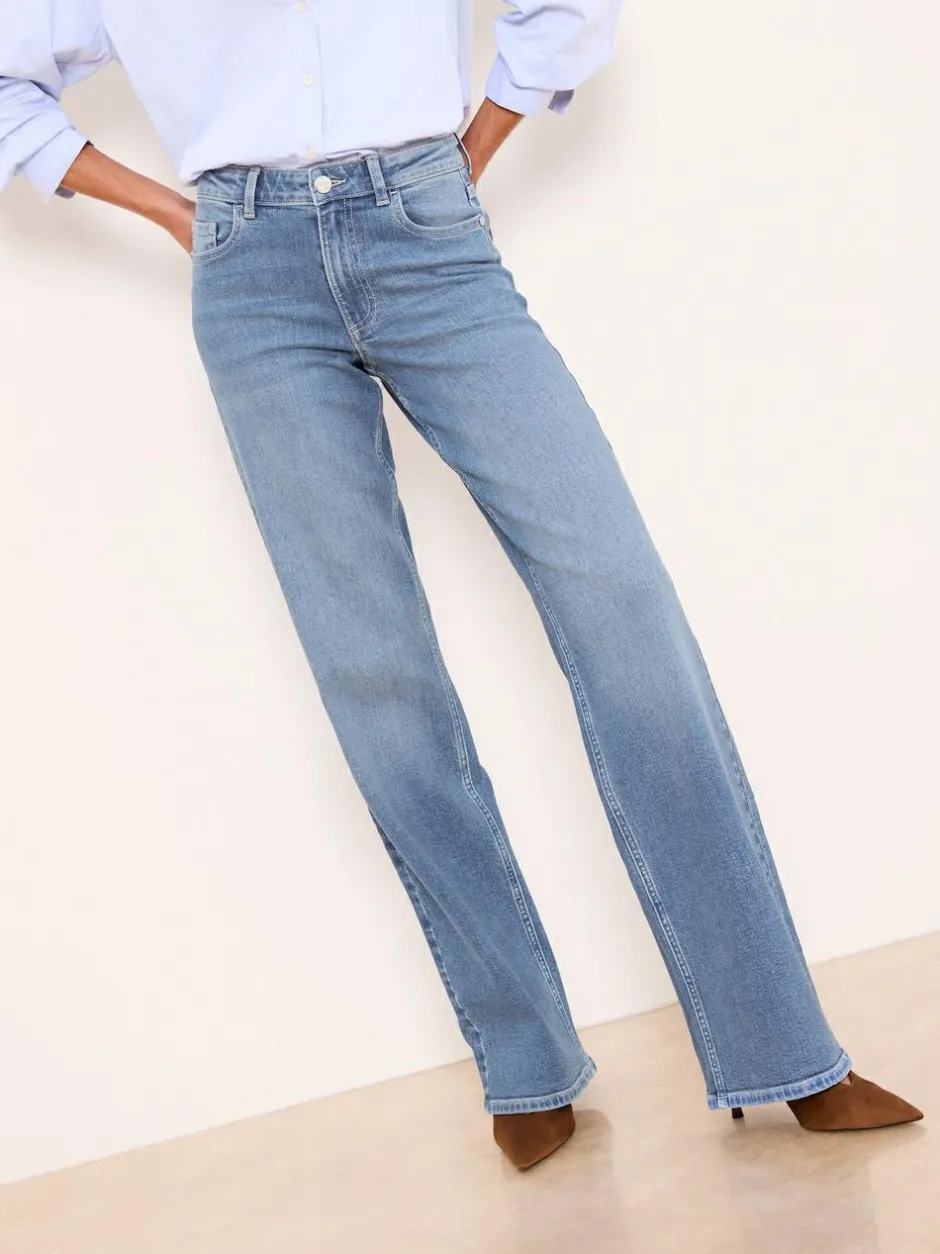 Lipsy Petite Wide Leg Jeans Mid Wash Blue Outlet