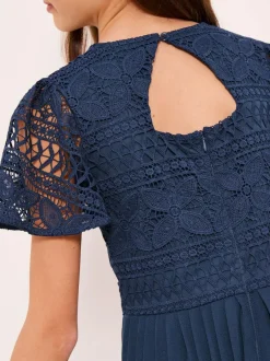 Lipsy Flutter Sleeve Lace Occasion Jumpsuit (5-16yrs) Navy Blue Online