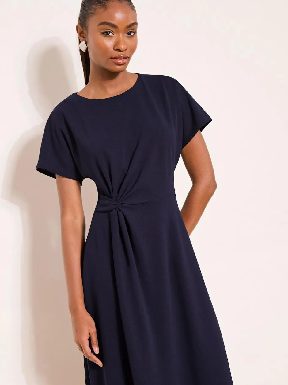 Lipsy Knot Side Midi Dress Navy Clearance