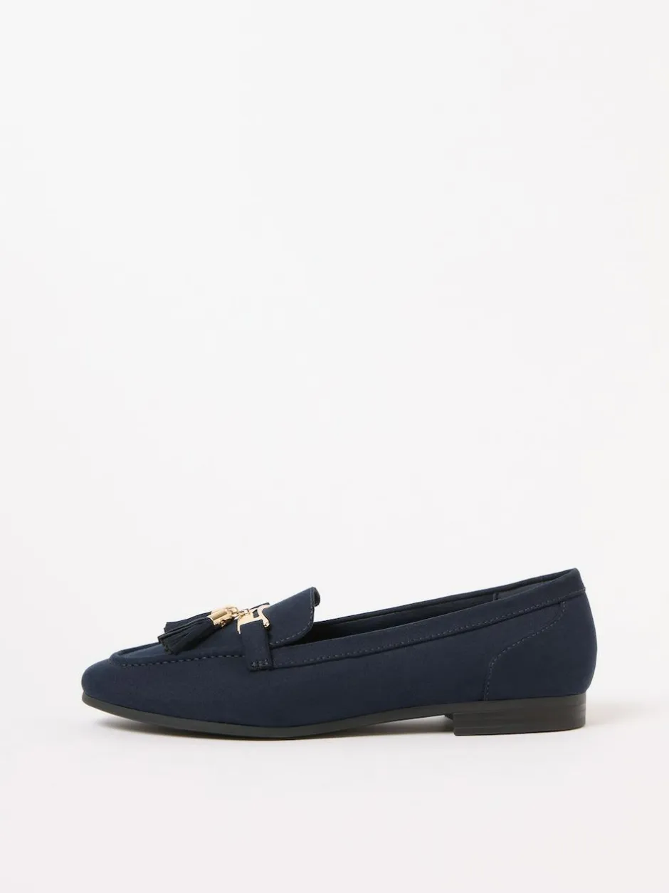Lipsy Standard Fit Almond Toe Tassel Workwear Loafers Navy Sale