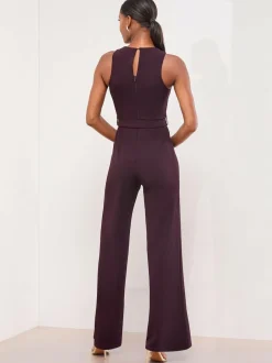 Lipsy Purple Military Button Sleeveless Belted Jumpsuit