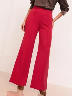 Lipsy Petite High Waist Wide Leg Trousers Red Clearance